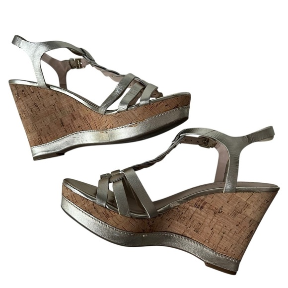 Franco Sarto Metallic Gold Suzy Cork Wedge Sandals, 7.5 - Picture 8 of 10